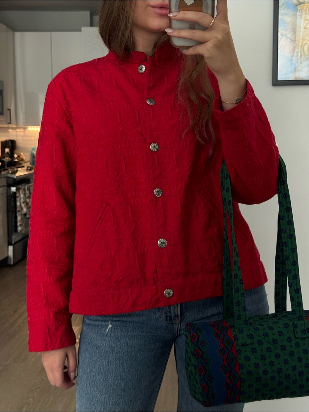 Chico’s Design Button-Front Western Embroidered Jacket